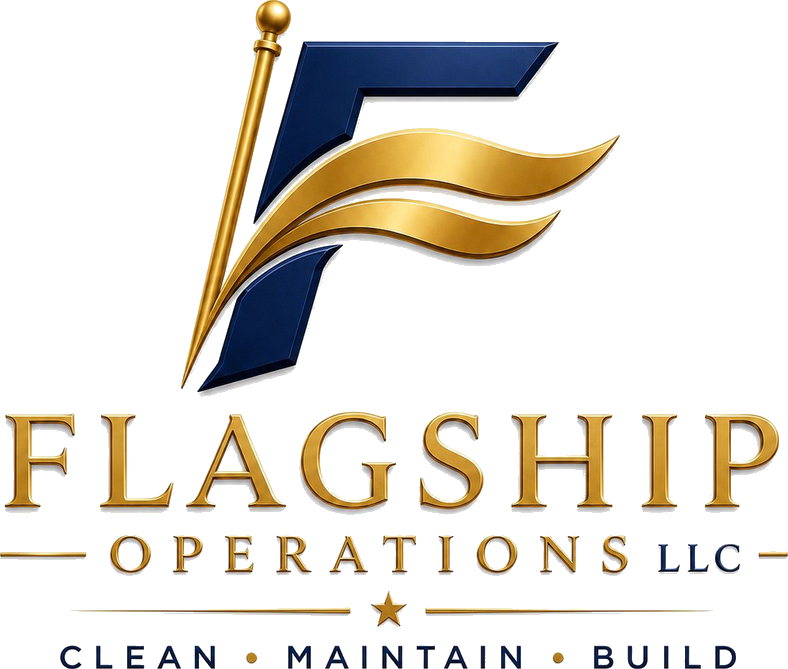 FLAGSHIP OPERATIONS LLC logo — Clean, Maintain, Build